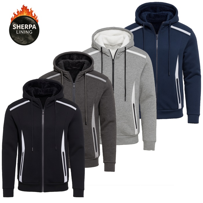 Men's Sherpa Fleece-Lined Reflective Tech Full Zip Hoodie (S to 3XL)